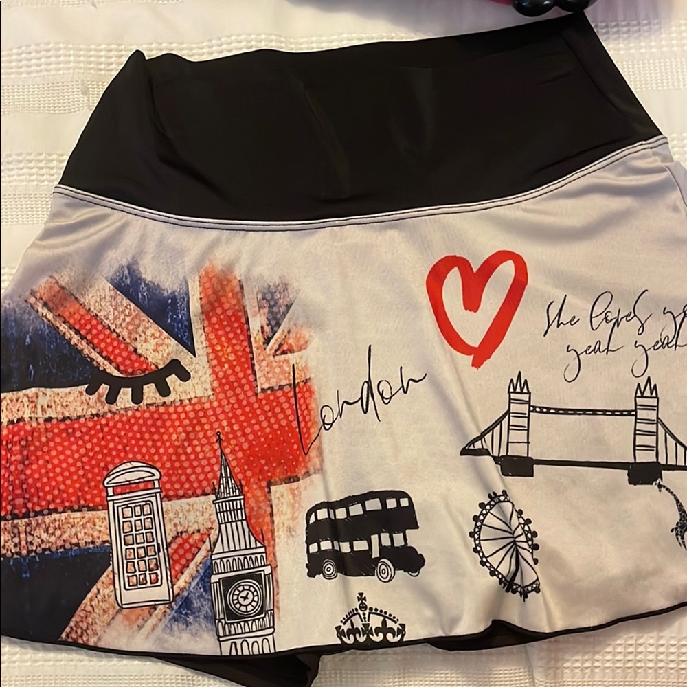 UK England British London tennis skirt skort lacoa Large with Union Jack design